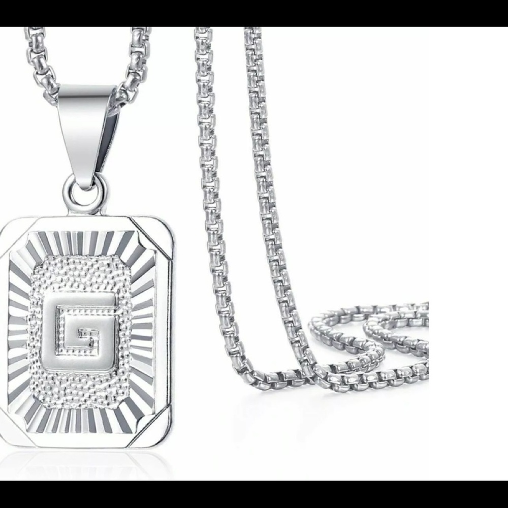 White Gold Filled Letter G Pendant 20” Necklace